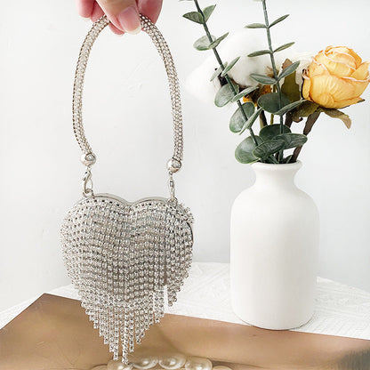 Love Shaped Mini Rhinestone Chain Party Handbag