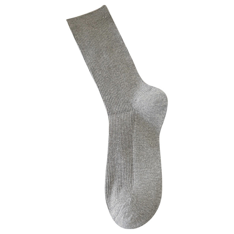 Solid Color Ribbed Simple Socks