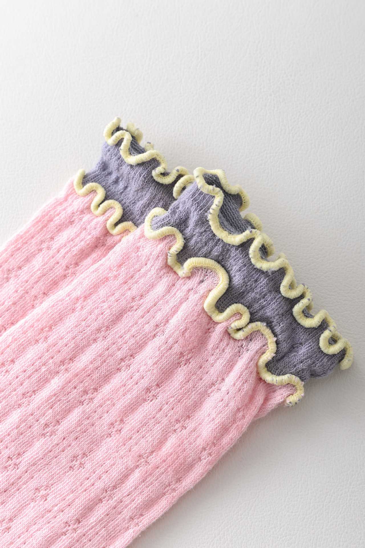 Ruffle Color Block Thin Ribbed Socks