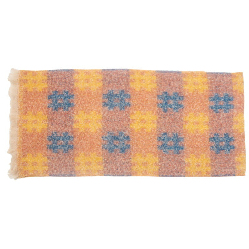 Plaid Print Contrast Color Scarves