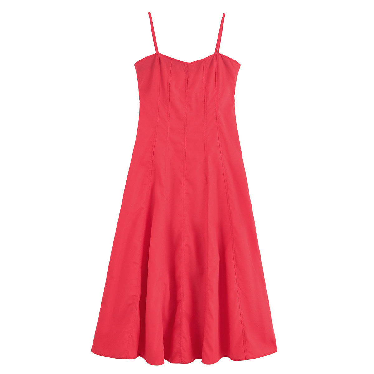Slim Solid Color Spaghetti Midi Dresses