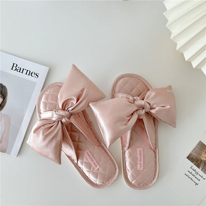 Elegant Bow Knot Embroidered Home Slippers