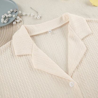 Simple Knit Solid Color Sleepwear Sets