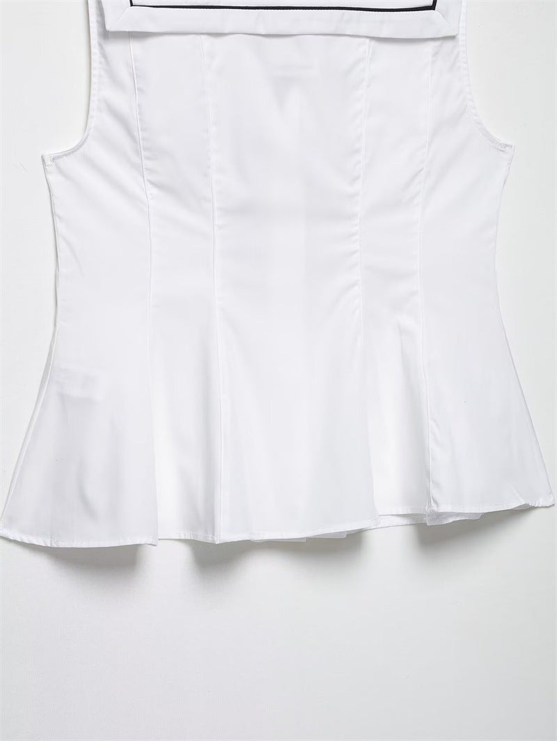 Elegant Solid Color Bow Sleeveless Top