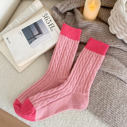 Color Block Twist Warm Thicken Socks