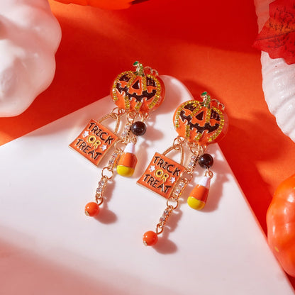 Halloween Pumpkin Ghost Tassel Dangle Earrings