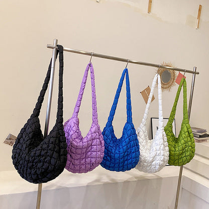 Solid Color Cloud Bag Puffer Shoulder Tote Bag