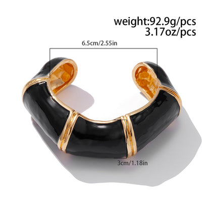 Vintage Enamel Open Wavy Bamboo Bracelets