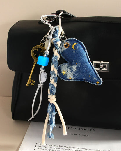 Denim Love Beads Rope Bag Charms