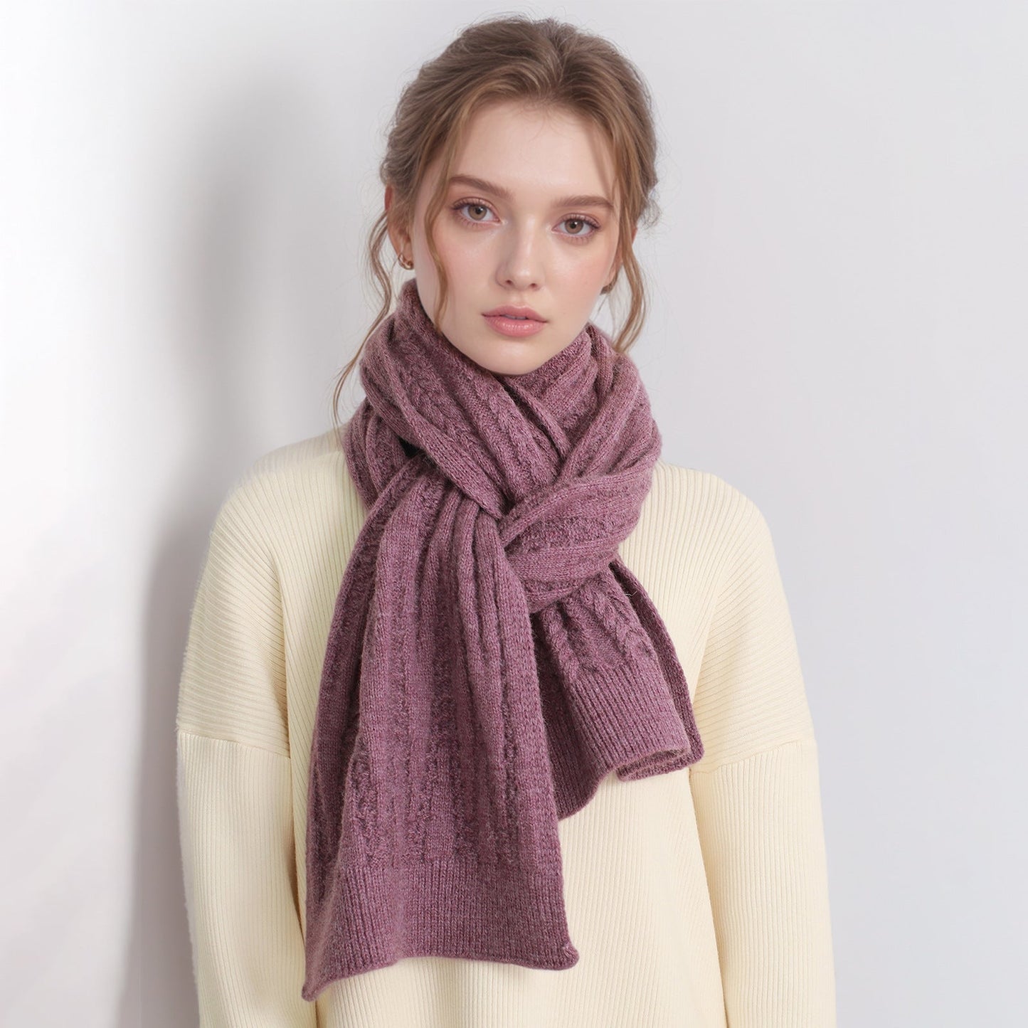2+ Solid Color Twist Knit Scarves