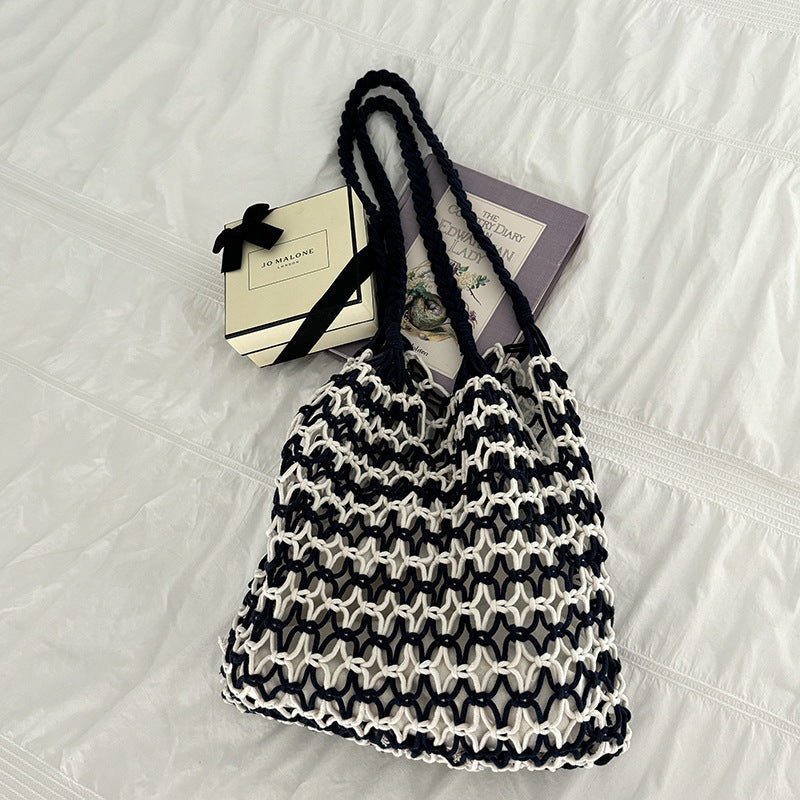 Hollow Out Color Block Shoulder Bag