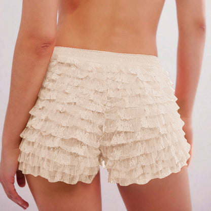 Ruffle Solid Color Low Waist Shorts