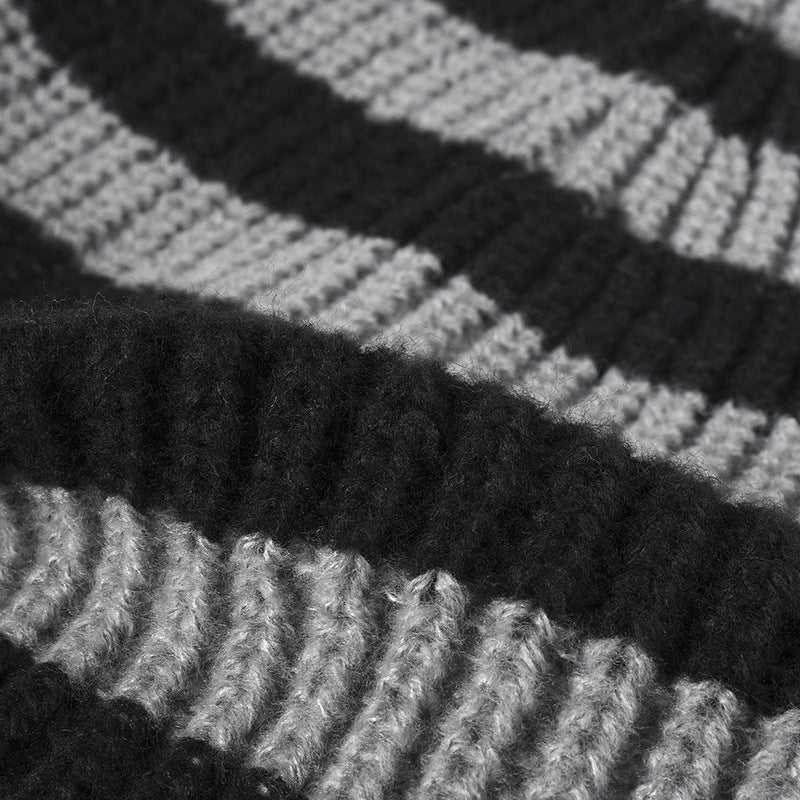 Stripe Contrast Color Knit Beanie
