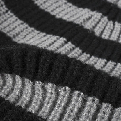 Stripe Contrast Color Knit Beanie