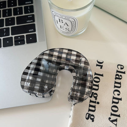 Black Plaid Geometric Sheer Hair Claw