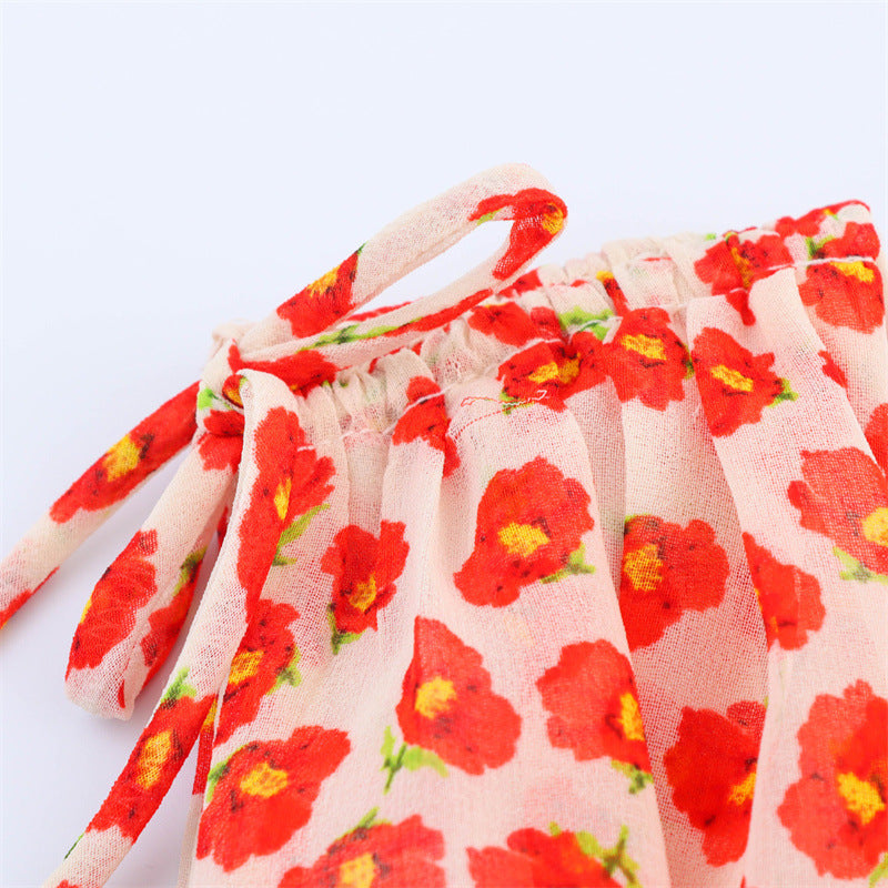 Cute Floral Print Smocked Ruffle Mini Dress