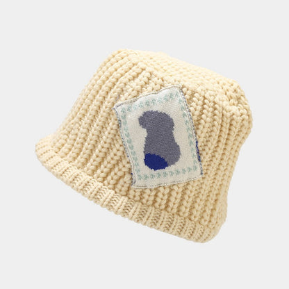 Patch Pattern Crochet Knit Bucket Hat