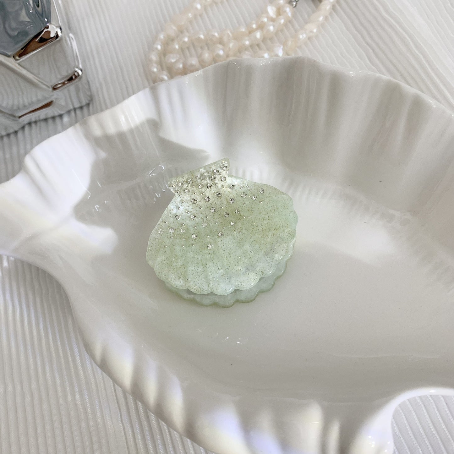 Sparkling Rhinestone Shell Acetate Hair Claw