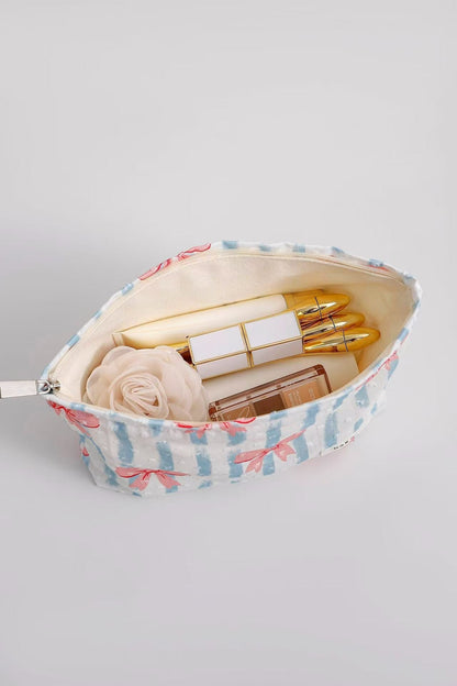 Elegant Floral Print Travel Cosmetic Pouch