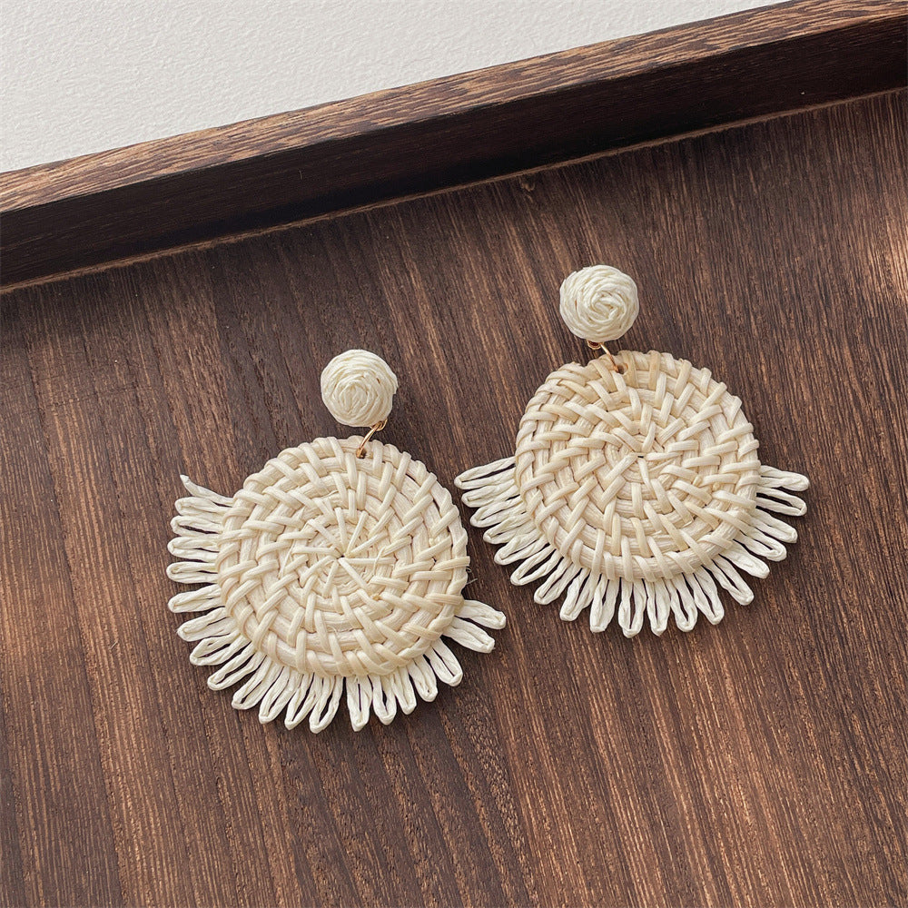 Vintage Handwoven Rattan Grass Earrings