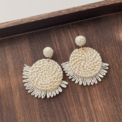 Vintage Handwoven Rattan Grass Earrings
