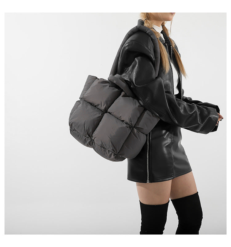 Simple Puffer Tote Bag Solid Color Soft Handbag