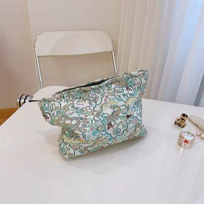 Elegant Jacquard Portable Zipper Cosmetic Bag