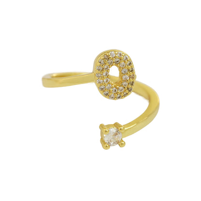 Letters A–Z Sparkling Zircon Adjustable Ring