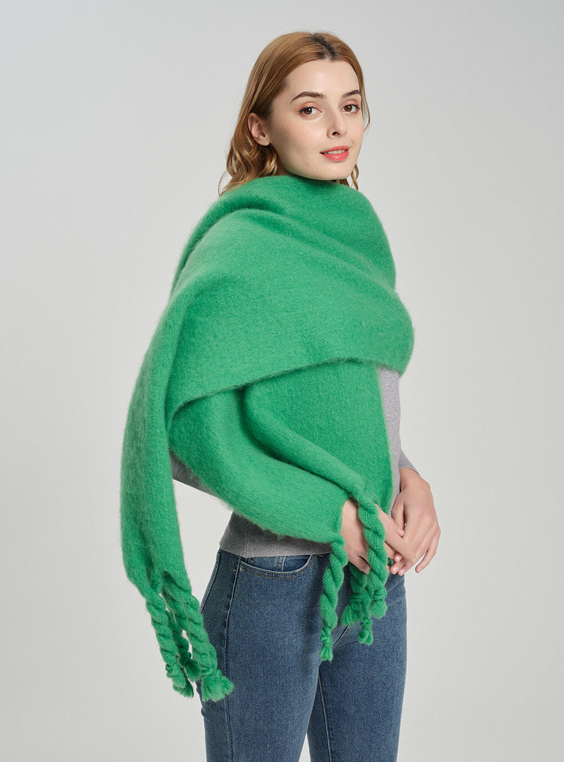 Simple Solid Color Tassel Scarves