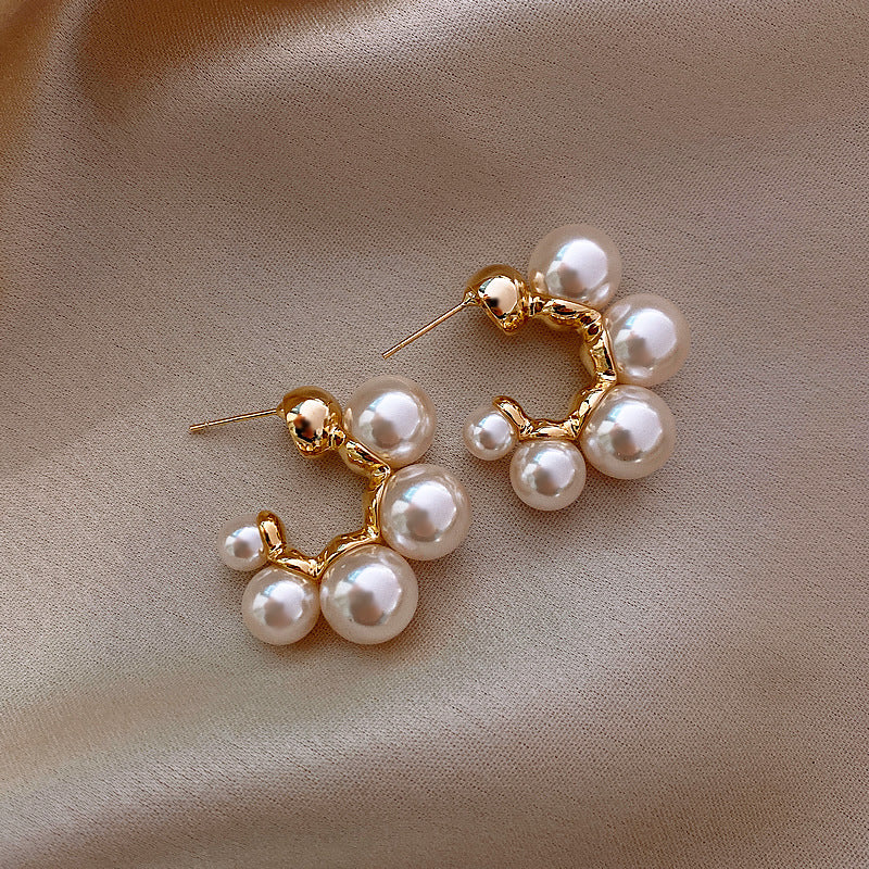 Pearl Elegant C-Shape Stud Earrings