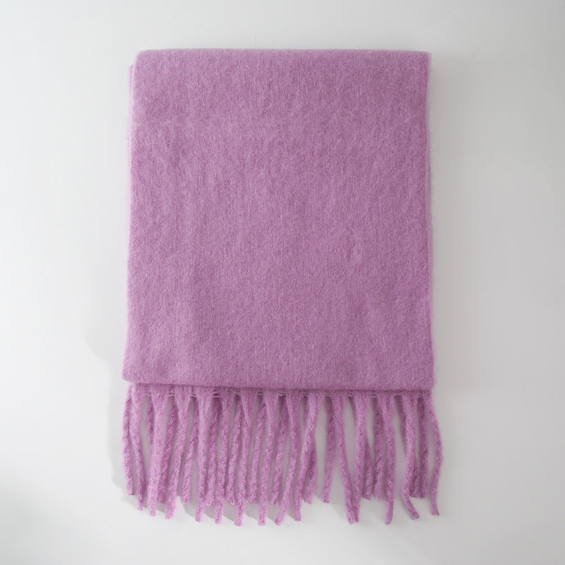 2+ Solid Color Tassel Mohair Scarves