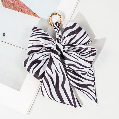 Vintage Lace Print Bow Scarf Bag Charm