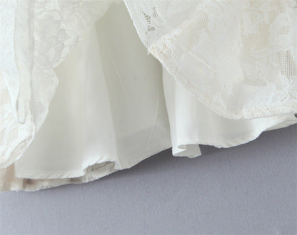 Solid Color Spaghetti Strap Lace Ruffled Dresses