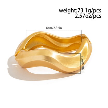 Minimalist Matte Wide Irregular Bangle Bracelet