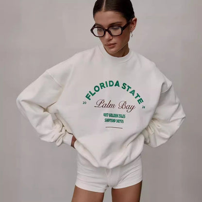 Vintage Print Loose Sport Hoodie