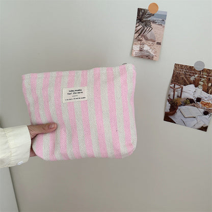 Striped Color Block Simple Make Up Bag
