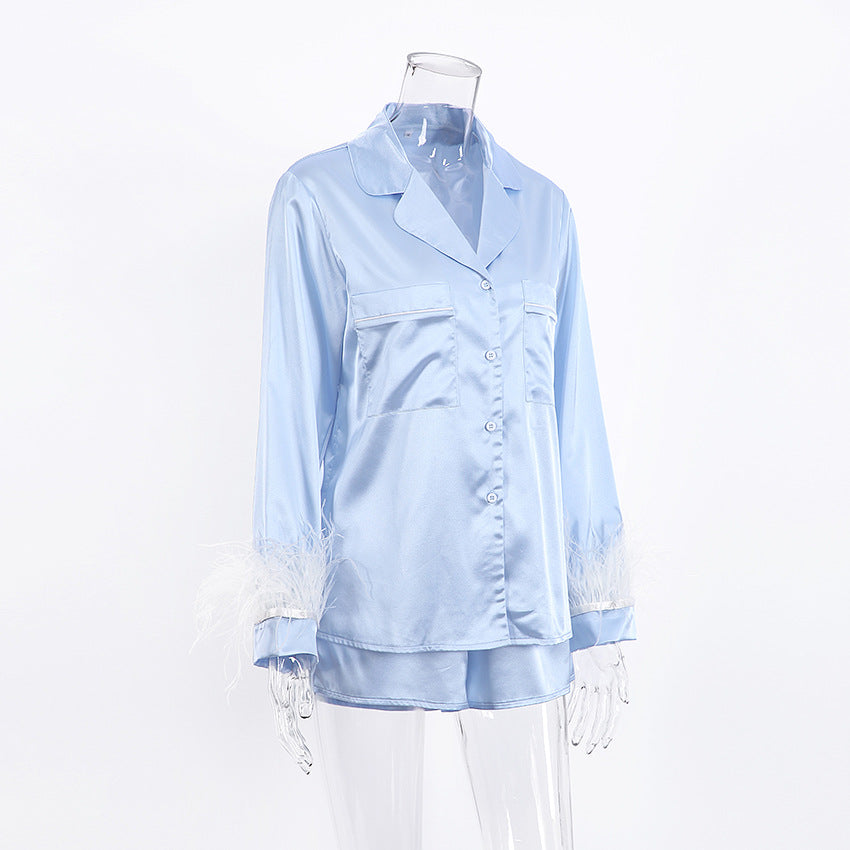 Feather Solid Color Sleepwear Sets