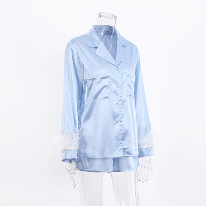 Feather Solid Color Sleepwear Sets