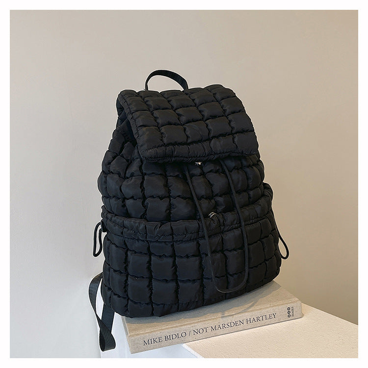 Solid Color Puffer Plaid Lightweight Shoulder Bag