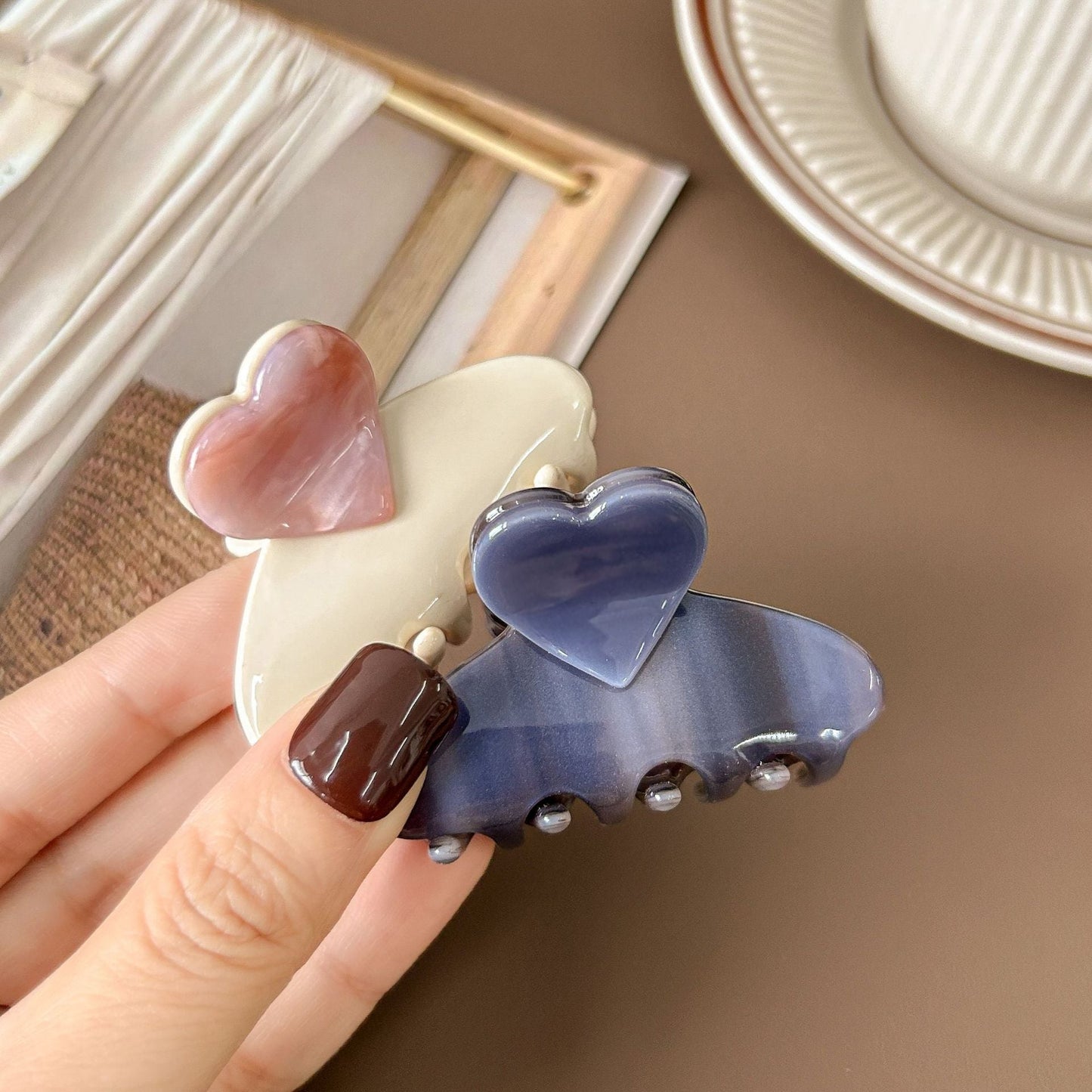 Cute Heart Acetate Small Hair Claw