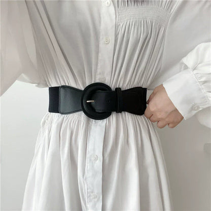 Vintage Black Stretchy Adjustable Wide Waist Belt