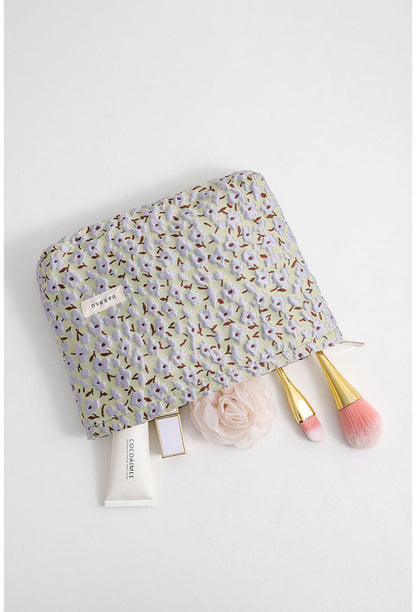 Color Block Flower Jacquard Makeup Bag