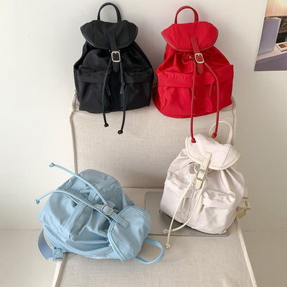 Solid Color Mini Nylon Drawstring Backpack