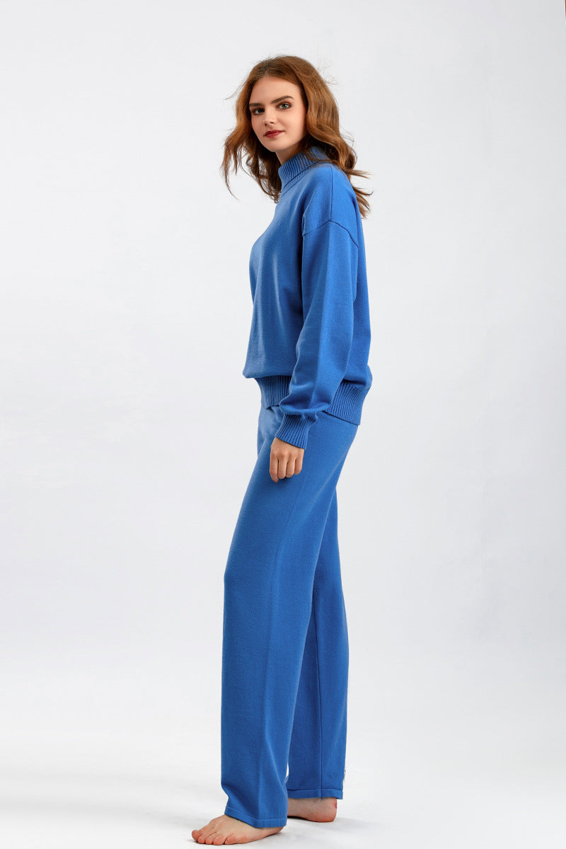 2+Solid Color High Collar Knit Sets