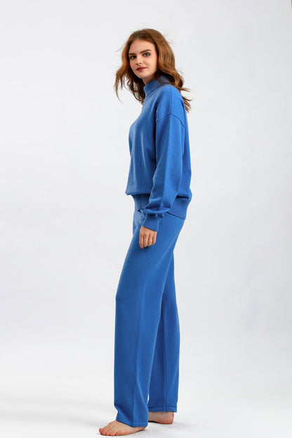 2+Solid Color High Collar Knit Sets