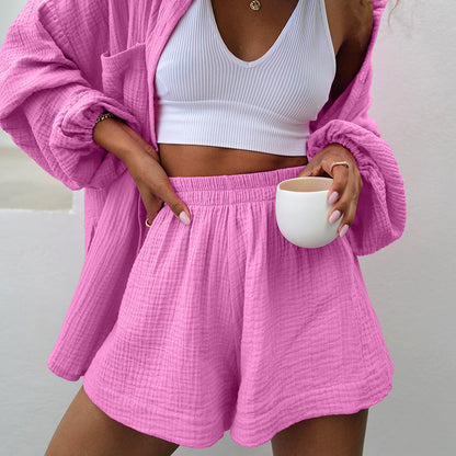 Solid Color Loose Casual Homewear Sets