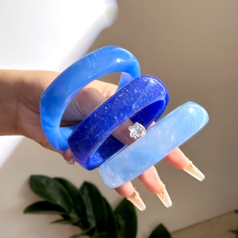 Blue Simple Layered Geometric Bracelets