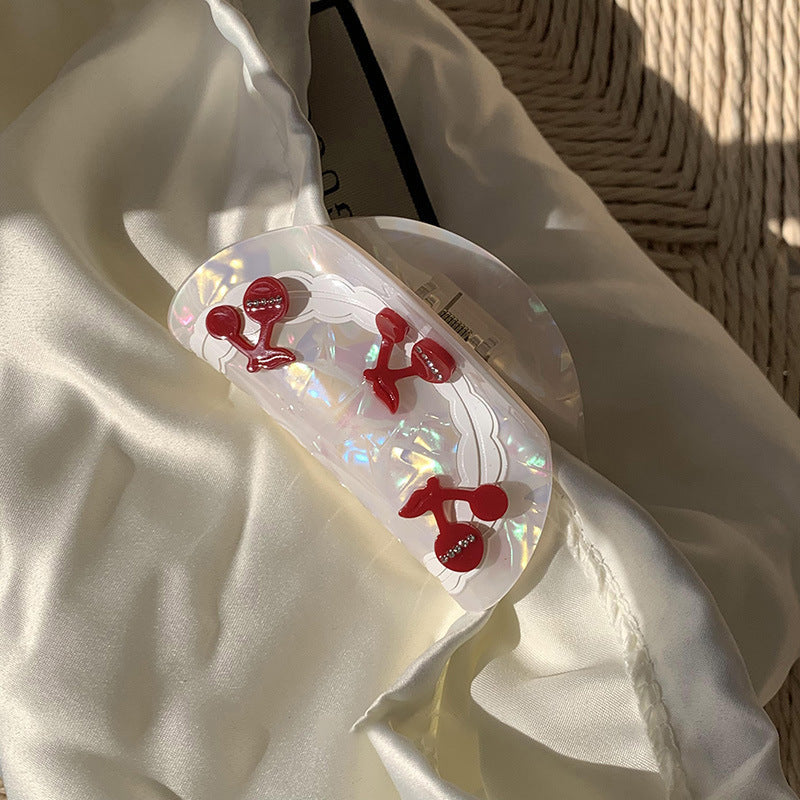 Simple Red Cherry Acetate Hair Claw