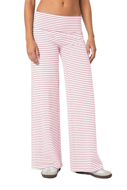 Striped Elastic Waist Sporty Casual Pants
