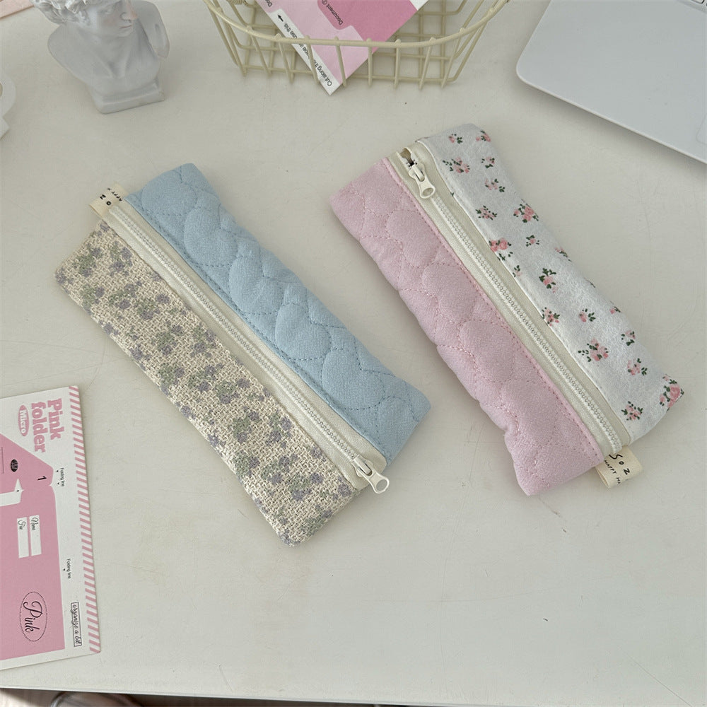 Elegant Flower Print Portable Pencil Case